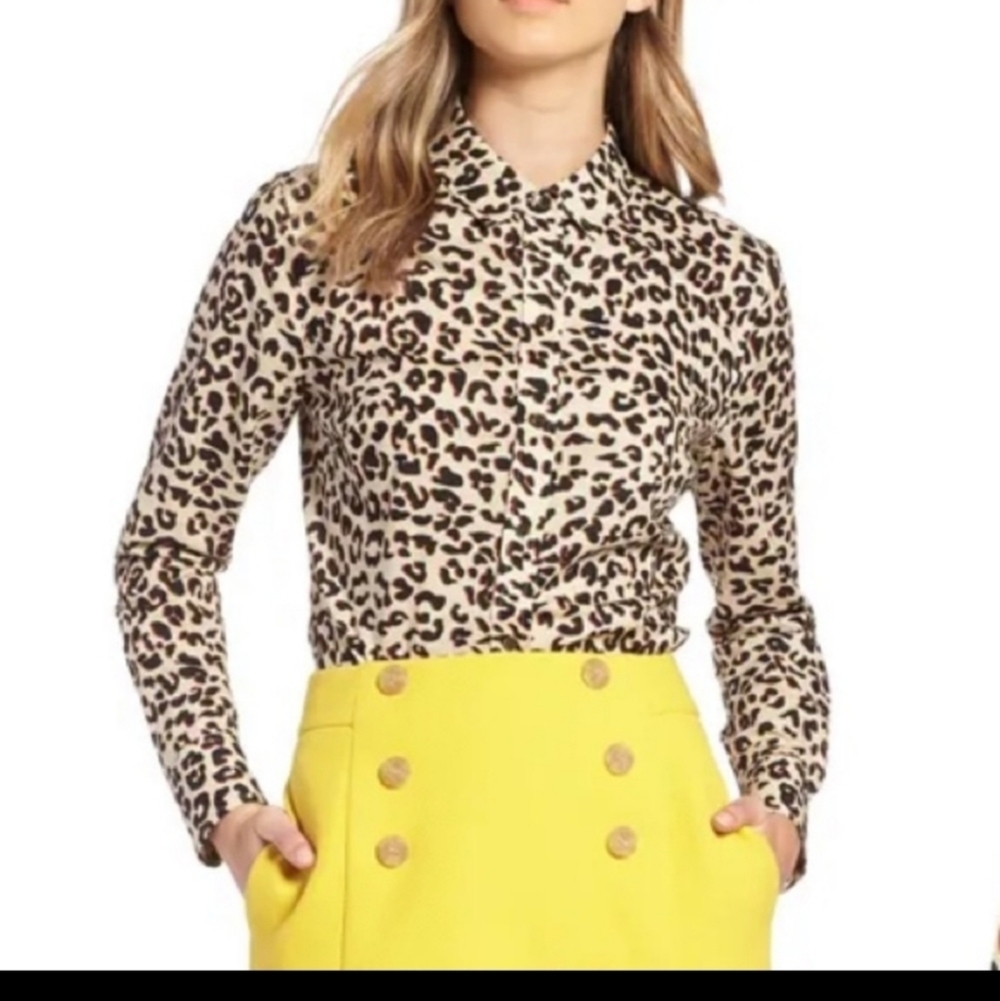 Nwot 1901 beige shadow leopard shirt